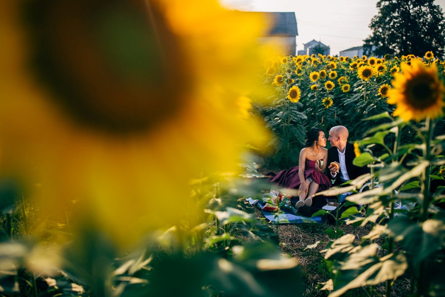 Malisa + Mat | Sunflower Field Engagement | Washington DC Wedding Photography