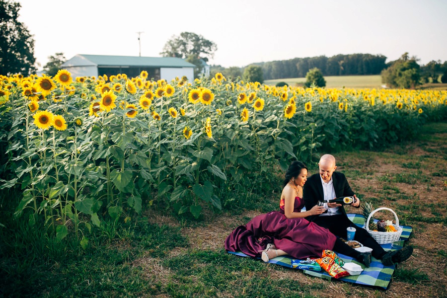 Malisa + Mat | Sunflower Field Engagement | Washington DC Wedding Photography