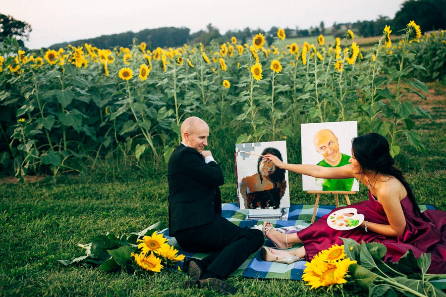 Malisa + Mat | Sunflower Field Engagement | Washington DC Wedding Photography